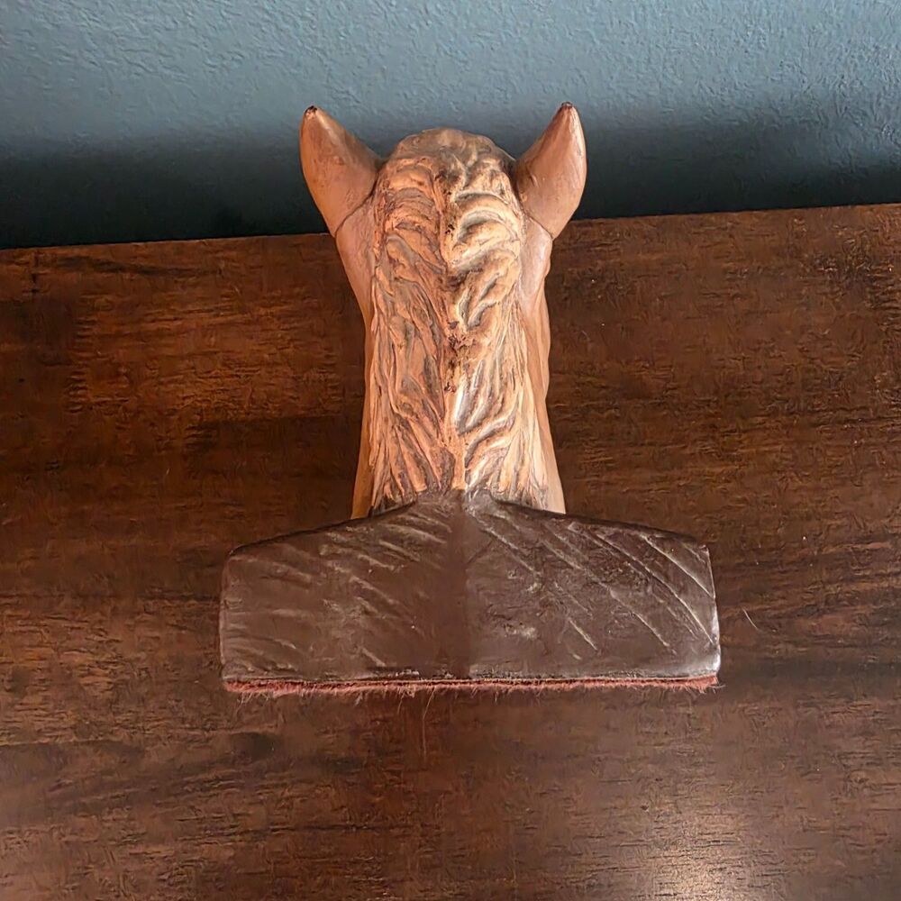Vintage Ceramic Horse Head Statue Bookend Brown Matte Finish Rustic Equestrian - Picture 7 of 8